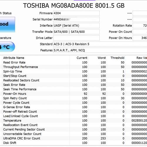 TOSHIBA 8TB HDD MG08
