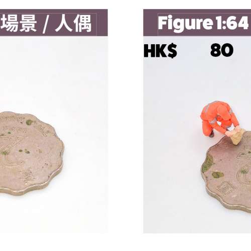 1:64 比例的場景人偶套裝定價為港幣 80 元。