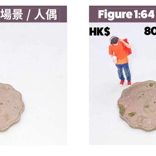 1:64 比例的場景人偶套裝定價為港幣 80 元。