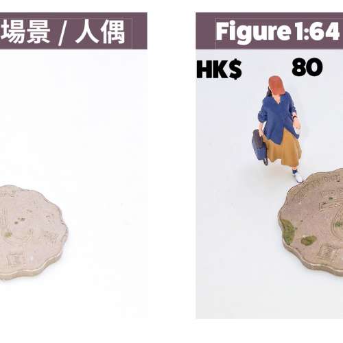 1:64 比例的場景人偶套裝定價為港幣 80 元。
