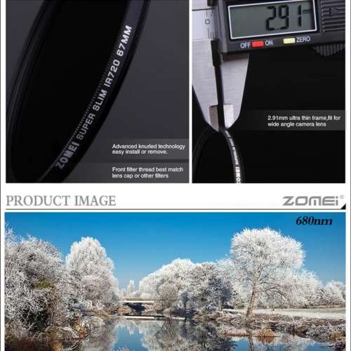 Zomei 680NM Infrared X-RAY IR Filter 卓美紅外線IR濾鏡 (82mm)