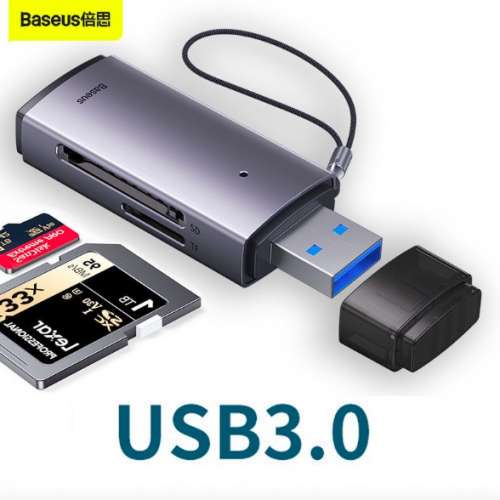 Baseus Lite Series 2-in-1 (Dual Slot) USB 3.0 SD/TF Card Reader-High Speed