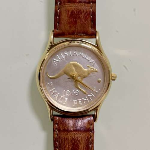 正貨澳洲錢幣錶 COINWATCH 1959年 Australia 1949 Half Penny Coin Watch - Kangaroo