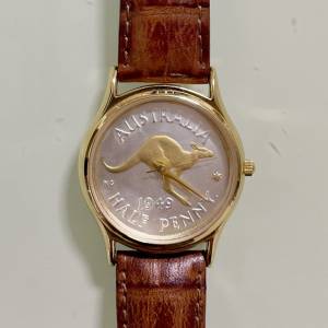 正貨澳洲錢幣錶 COINWATCH 1959年 Australia 1949 Half Penny Coin Watch - Kangaroo