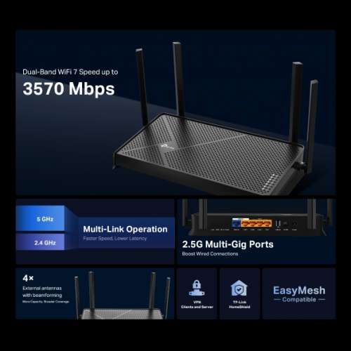 (全新)TP-Link Archer BE230 (V2.0)(TP Link BE3600 WiFi7 Router)