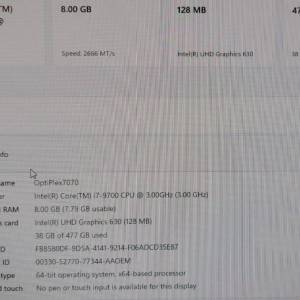 Dell OptiPlex 7070 i7-9700 CPU 電腦