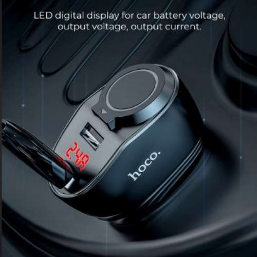 96Watt Hoco Thunder Power DUAL Smart Digital Display Car Charger (Volt. Monitor)