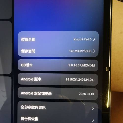 小米平版6 行貨 256GB 金