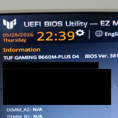 ASUS TUF GAMING B660M-PLUS D4 LGA1700 MATX MB **留意事項**