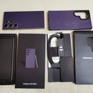完美如新,香港行貨,紫色Samsung s24 ultra 5G 512gb 雙卡雙待 dual sim, 全套齊