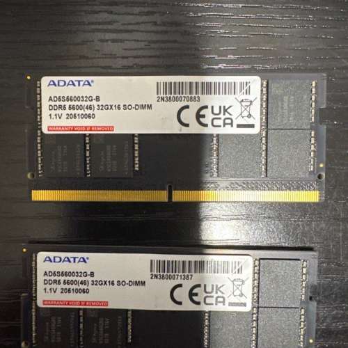 ADATA DDR5 5600 SODIMM 64GB Laptop Notebook RAM 手提電腦 記憶體  (32GBx2)
