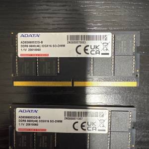 ADATA DDR5 5600 SODIMM 64GB Laptop Notebook RAM 手提電腦 記憶體  (32GBx2)