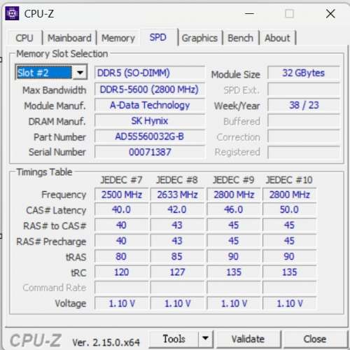 ADATA DDR5 5600 SODIMM 64GB Laptop Notebook RAM 手提電腦 記憶體  (32GBx2)