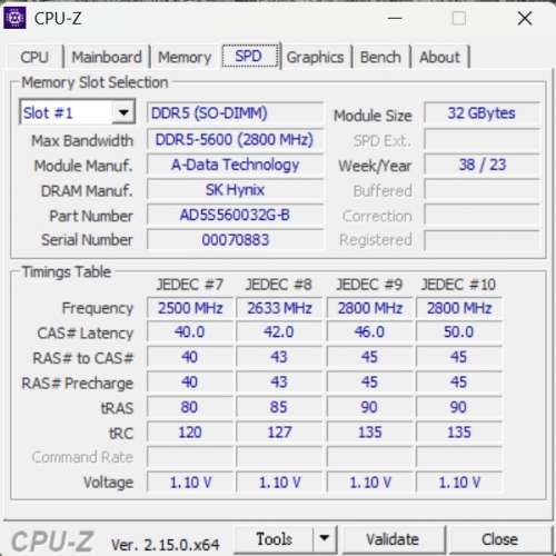 ADATA DDR5 5600 SODIMM 64GB Laptop Notebook RAM 手提電腦 記憶體  (32GBx2)