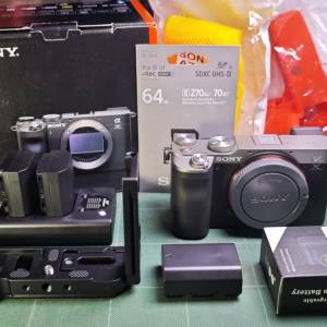 Sony A7C 銀機身九成九新100% work行貨過保配件盒齊送四副電64GB卡L快装板電叉座兩...