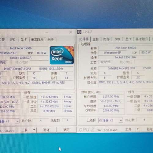 2粒Intel Xeon E5606 CPU only 和 6條2GB DDR3L ECC Registered RAM
