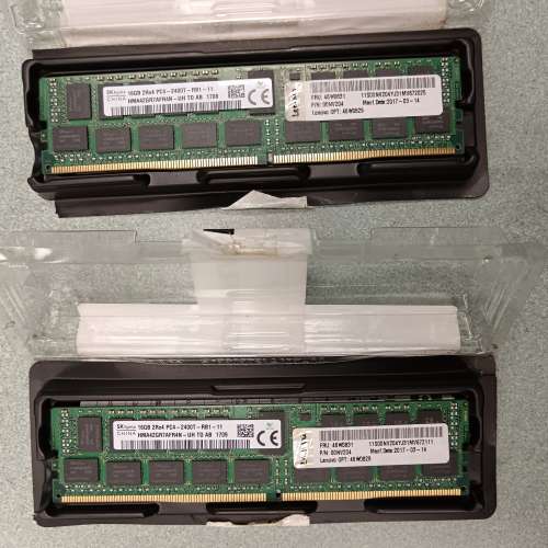 37粒裝DDR4 16GB 2Rx4 PC4-2400T Server Ram 盒裝2條共$1080