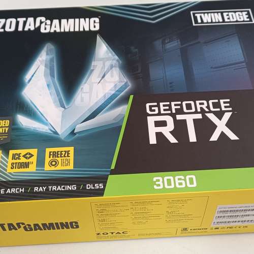 全新 Zotac RTX 3060 Twin Edge 12G