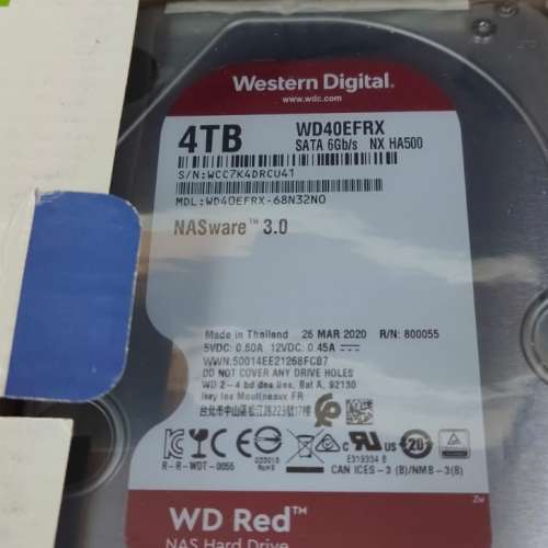 全新 Western Digital red 4TB NAS 專用硬碟