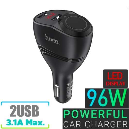 96Watt Smart Dual USB Car Charger , CAR Battery Voltage Monitor - Premium