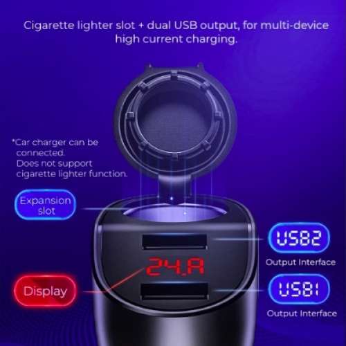 96Watt Smart Dual USB Car Charger , CAR Battery Voltage Monitor - Premium