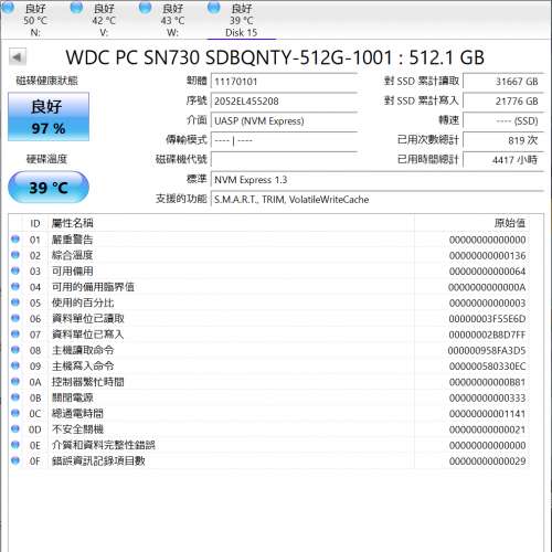 WD SN730 512GB m.2 nvme PCIe 3.0 SSD Western Digital