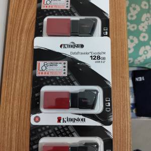 全新128GB Kingston USB推蓋手指(USB 3.2 Gen 1)