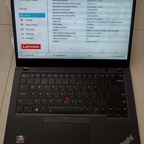 Lenovo T14s/14.1&rdquo;LED/AMD Ryzen&trade; 5 Pro 5650U 2.30GHz/16GB DDR4/516GB M.2 SSD...