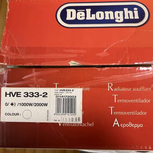 DeLonghi 電暖爐 / 暖風機白色 HVE 333-2 Electric Fan Heater