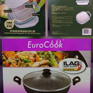 (只限將軍澳地鐵站)多用途蘋果刨絲切片器＆EURO COOK 34&times;9.5cm黑色雲石紋易潔雙耳...