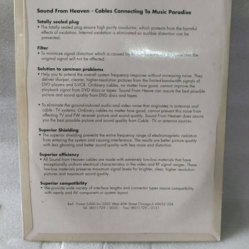 Sound From Heaven 75 Ohm,Made in USA 數碼線，存放已久仍立立令，正廠貨用料靚！d...