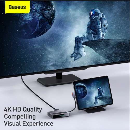 Baseus  6-in-1 USB Type C HUB to 4K @ 60Hz HD TF SD Card Reader Retractable