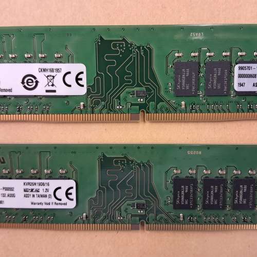 Kingston DDR4 ValueRam 2666MHz 16GB  Desktop computer ram 桌面電腦記憶體 兩條