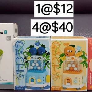 Mini+Block Summer Ice Cream 2&GACHA Blueberry&Oranges&樂樂兄弟福星高照燈籠127...