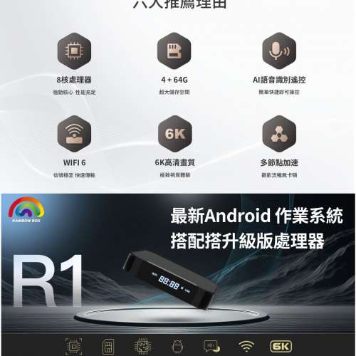 睇片煲戲，資訊娛樂，市面最強，內容精彩豐富，免費安裝Apps.名牌 6K電視機盒子/ 機...