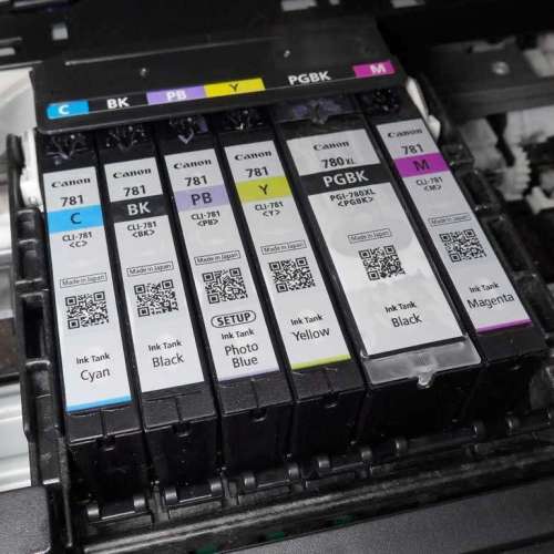 新淨入滿一套墨水合專業印相用780xL 781墨盒高級6色Canon TS8370 Scan printer(可無...