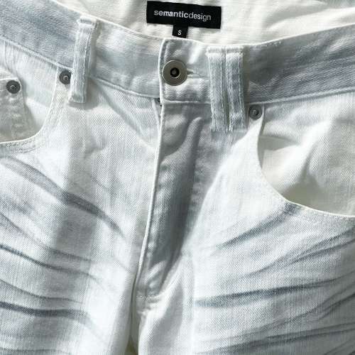 日本潮牌 Semantic Design Distressed Jeans 男裝S碼 修身仿舊牛仔褲 灰白色 Smart...