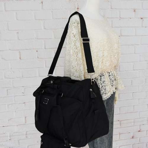 Agn&egrave;s b. Nylon Bag 手袋 鎖頭包 中款 黑色 肩袋 斜揹袋