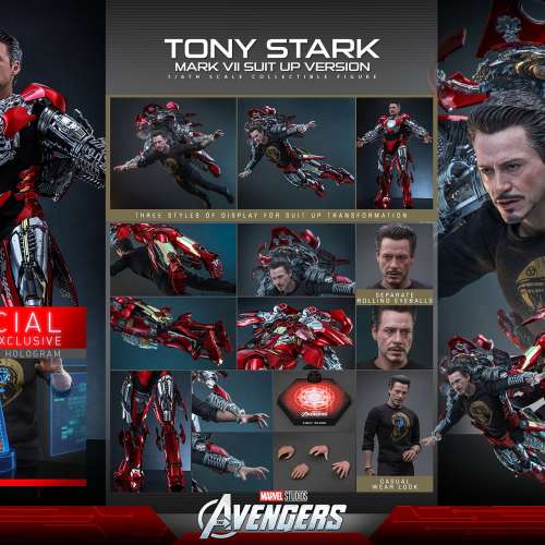 [清位]全新Hot Toys The Avengers 1:6 Tony Stark & 《幪面超人BLACK SUN》黑日,影...