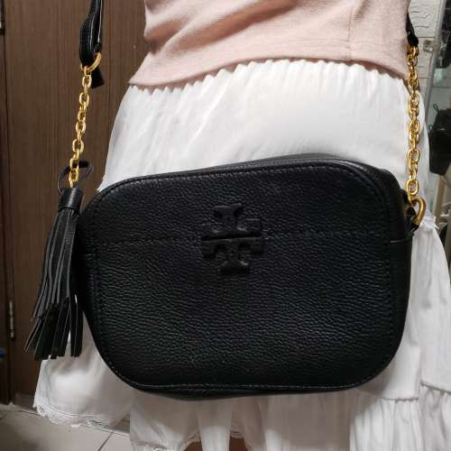 女性黑色皮斜背包 屯門自取