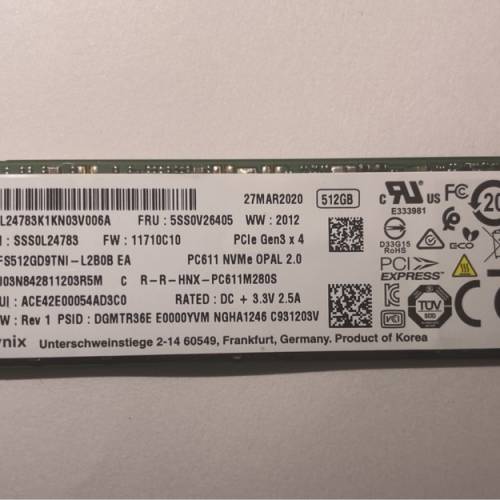 SK Hynix PC611 512GB m.2 nvme PCIE 3.0 SSD