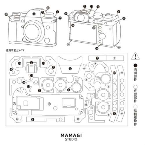 MAMAGI Camera Body Skin Decoration For FUJIFILM X-T4 機頂、機底透明保護貼