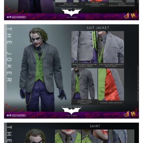 [清位]全新HotToys (黑日,影月,戰蝗號,The Joker 膠髮版)