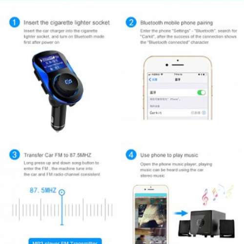 BT Car Charger hands-free MP3 player FM