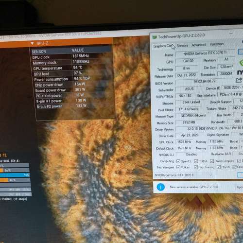 華碩TUF 3070ti 有盒，清過灰，散熱沒問題