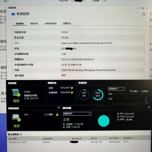 Qnap TS-233 NAS (注意內容)
