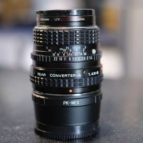 pentax 50mm f/1.4 with rear converter-A 1.4x & PK to Sony E adapter