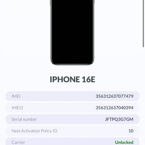 全原裝100電池🔋Apple iPhone 16e 128GB 白色