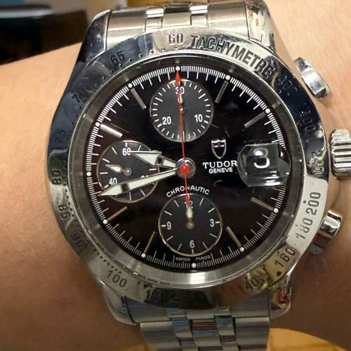 【罕有黑面紅針】Tudor Chronautic 79380 計時男錶 狀態一流 $13888
