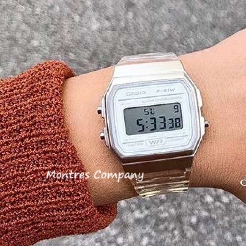 Montres Company 香港註冊公司 (33年老店) 卡西歐 CASIO 透明錶帶 F-91WS-7 七年電...